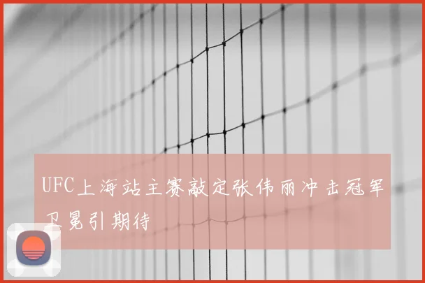 UFC上海站主赛敲定张伟丽冲击冠军卫冕引期待